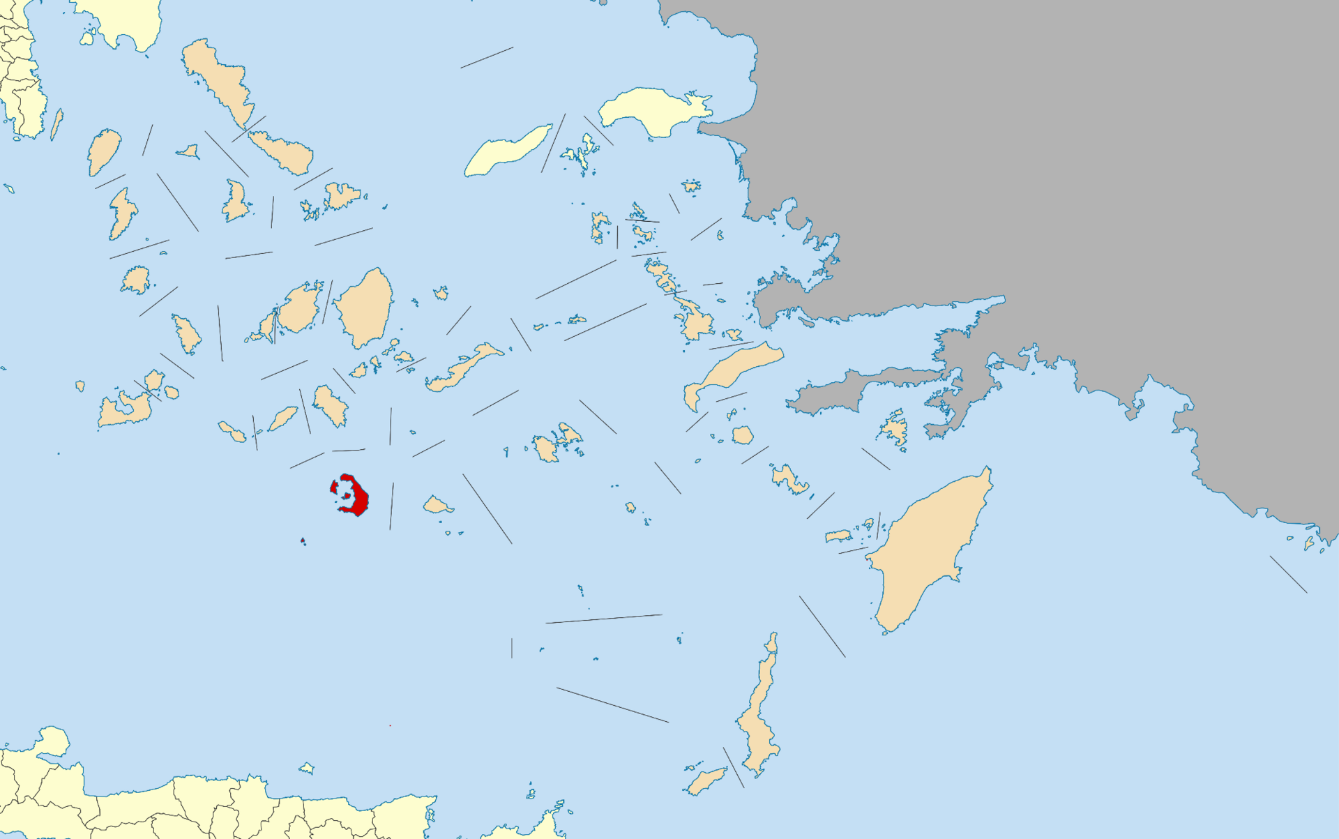 Bílé domy a pobřeží Santorini, Řecko